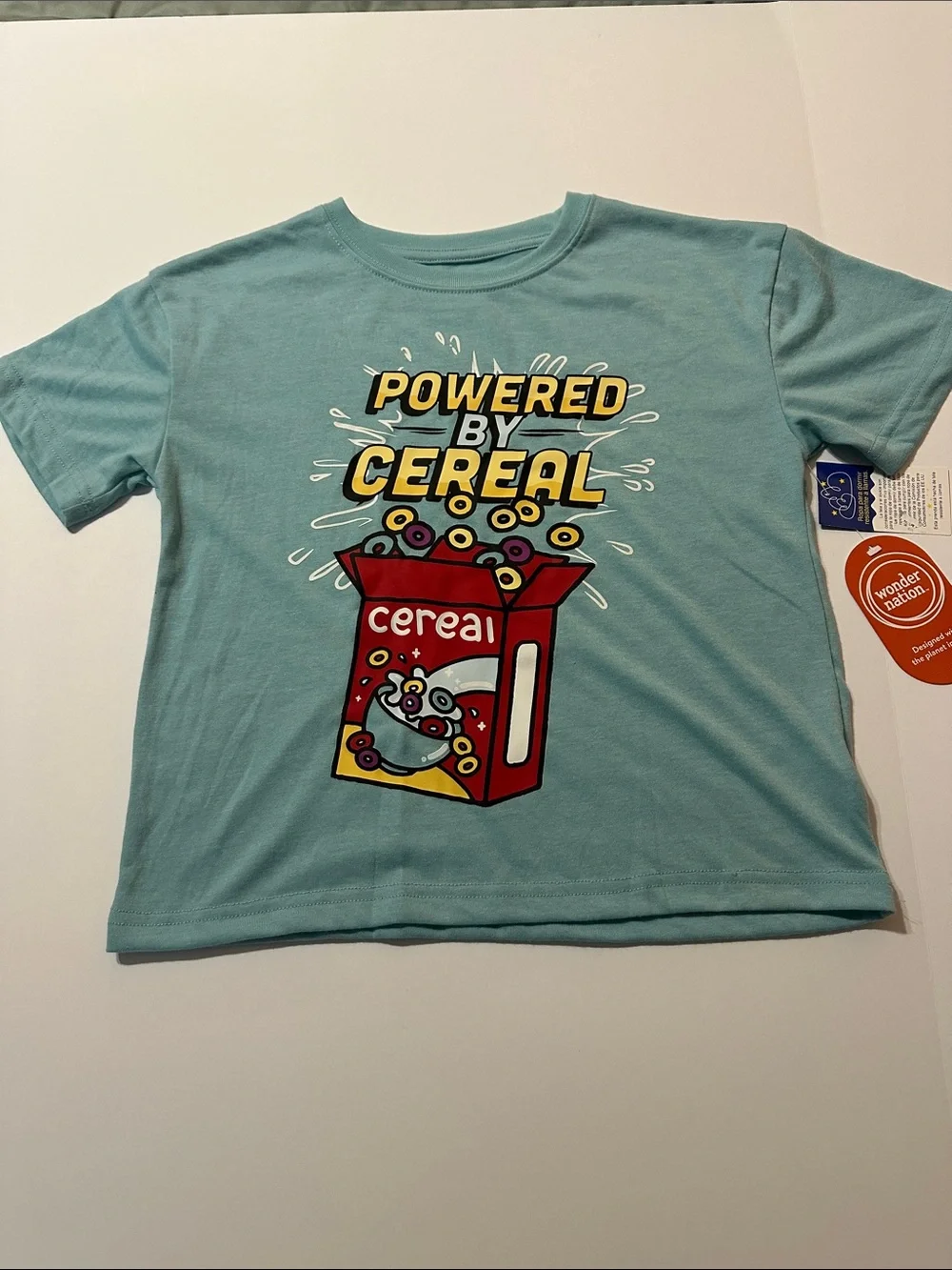 wonder nation Light Blue Tee & Navy Cereal Print Pajama Set